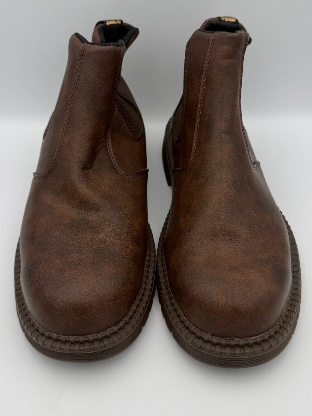 CFFHS Mens Brown Chelsea Boots Ankle Pull On Lug Sole Sz US 12